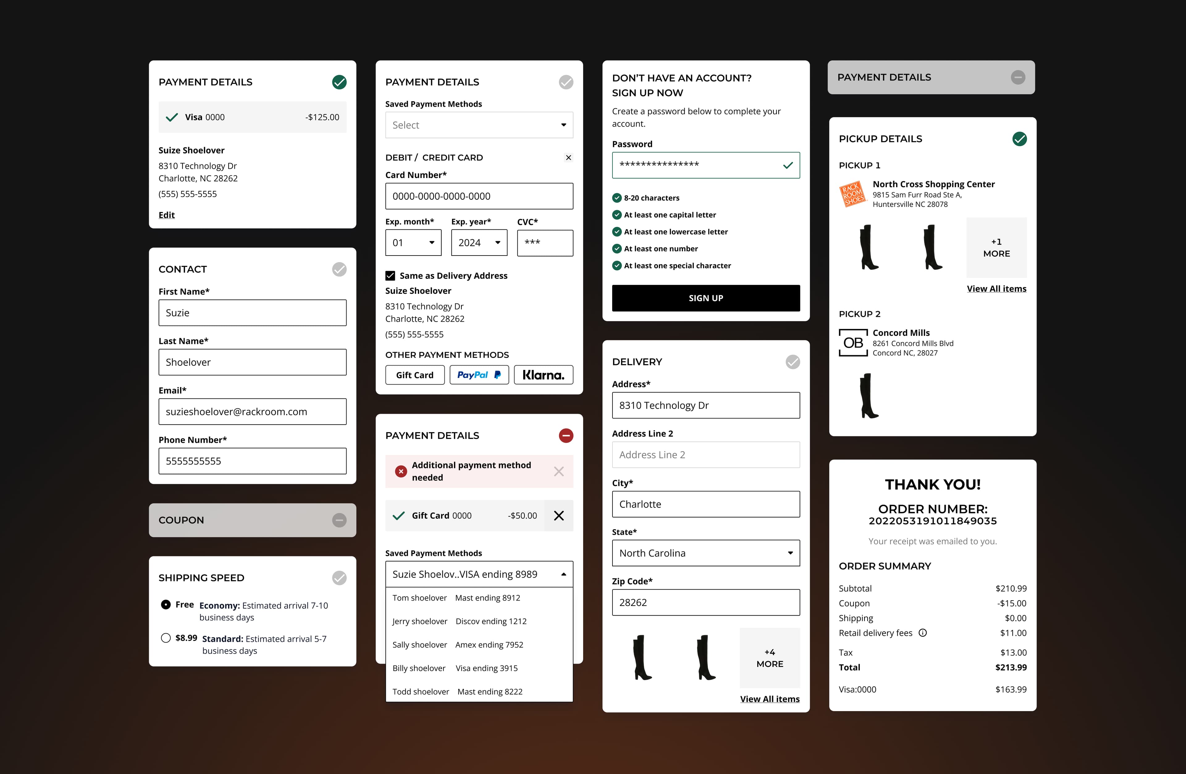 Modular checkout blocks
